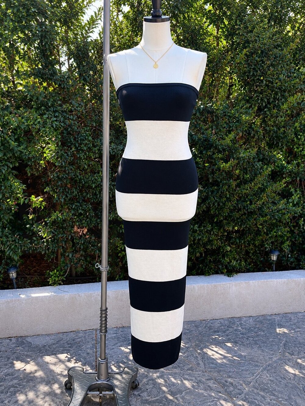 NWT Beige Botany Strapless Colorblock Bodycon Dress Black Ivory Size S